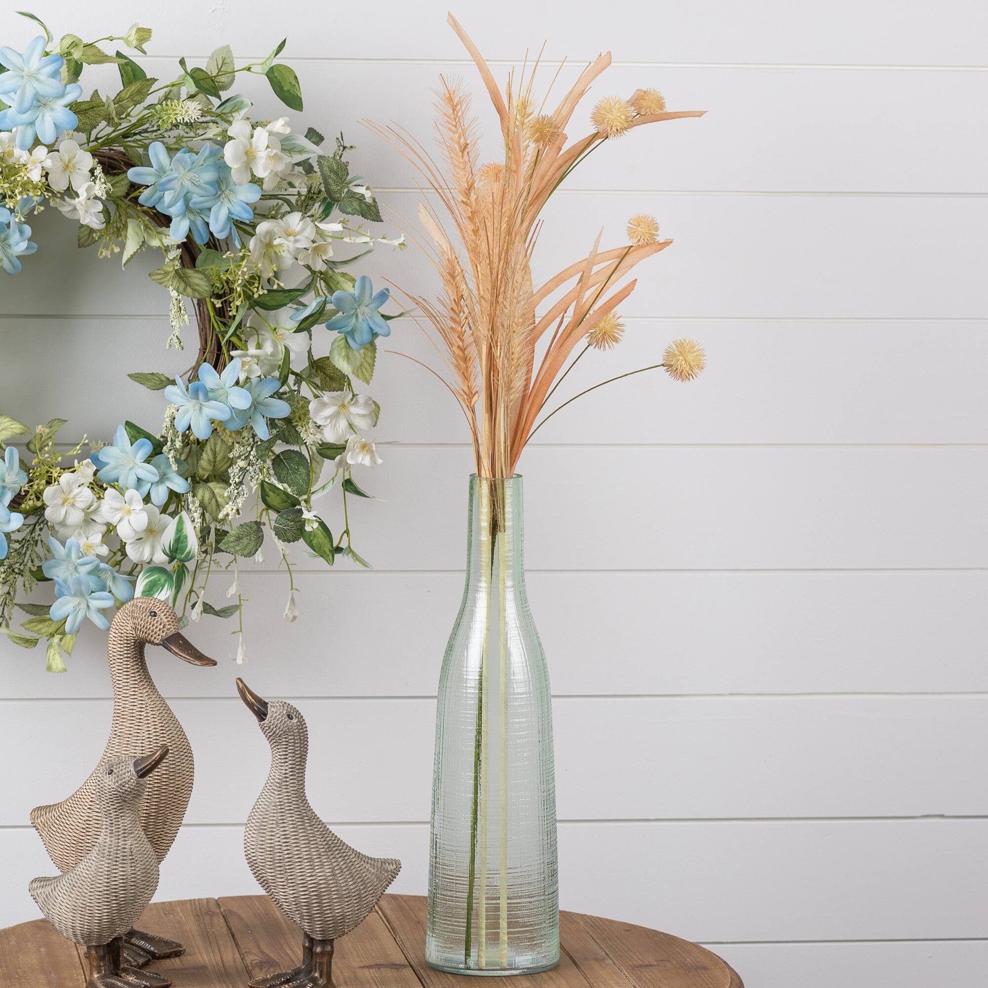 16.75" Green Glass Bottle Vases, 4ct.